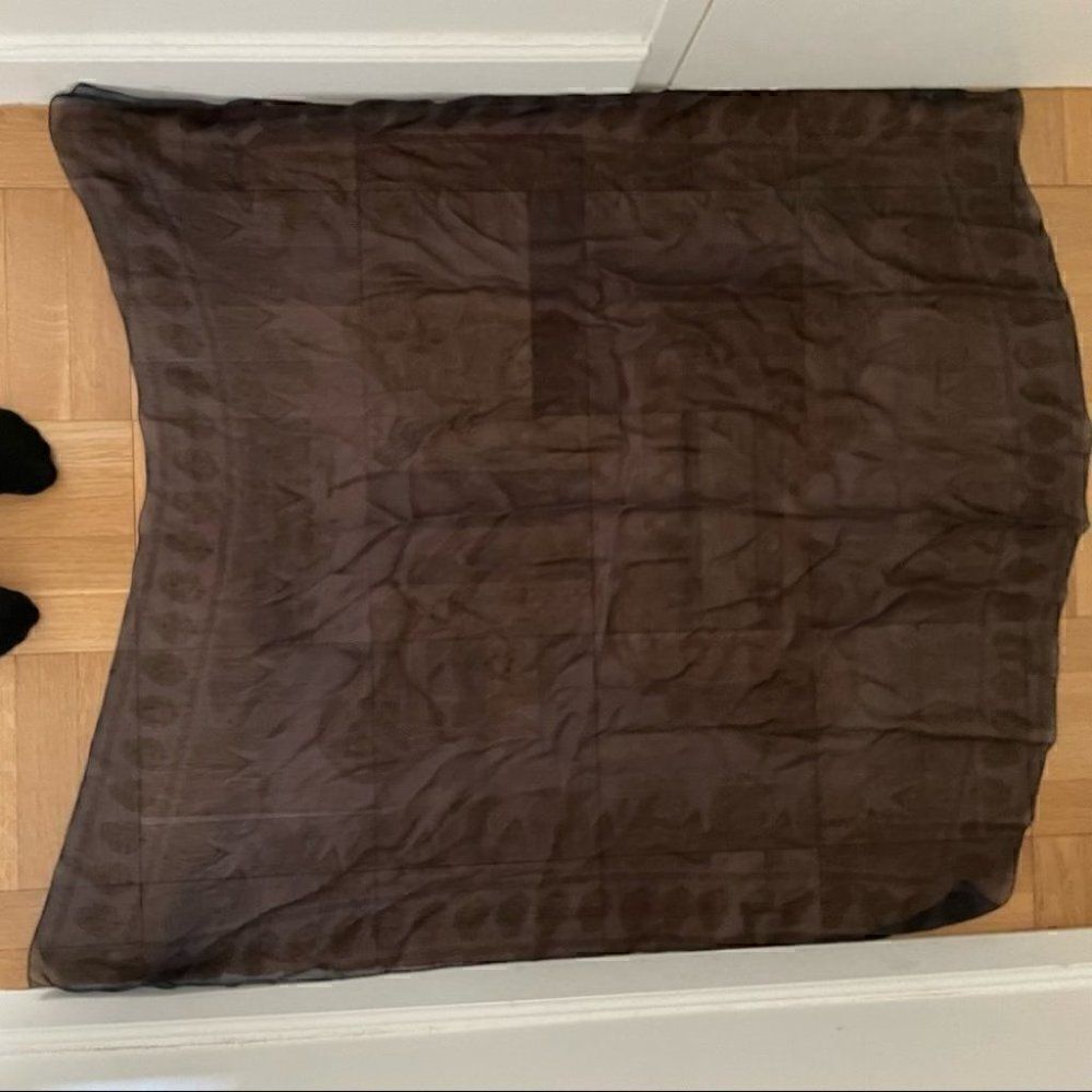 Alexander McQueen large navy and black silk sheer scarf